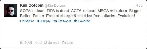 Hola democracia adiós ACTA y Kim Dotcom anuncia en Twitter el regreso de Megaupload 4