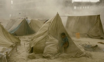 Tormenta de arena en campamento de refugiados