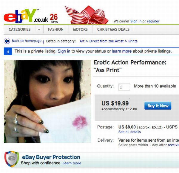 Vende impresiones de besos con su culo por ebay 5