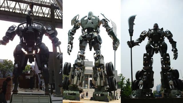 Transformers en Pekín. Realizados por el estudiante de arte chino Bi Heng. Miden 10 metros y pesan 2 toneladas.