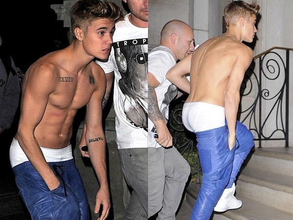 Bieber quedó sin camisa y casi sin jeans 5