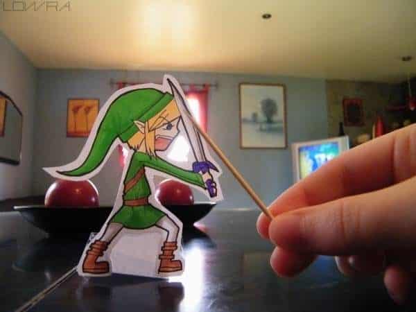 Paper Child Caricaturas recortadas interactuando en la vida real 3