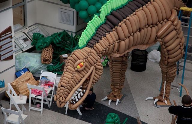 Dinosaurio de 6 metros hecho con globitos 8
