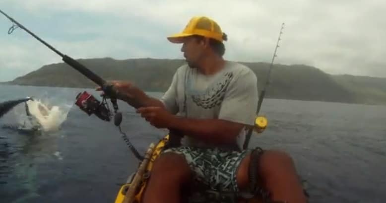 Pescaba en kayak cuando un tiburón le dio el susto de su vida 1 Pescaba en kayak cuando un tiburón le dio el susto de su vida 2